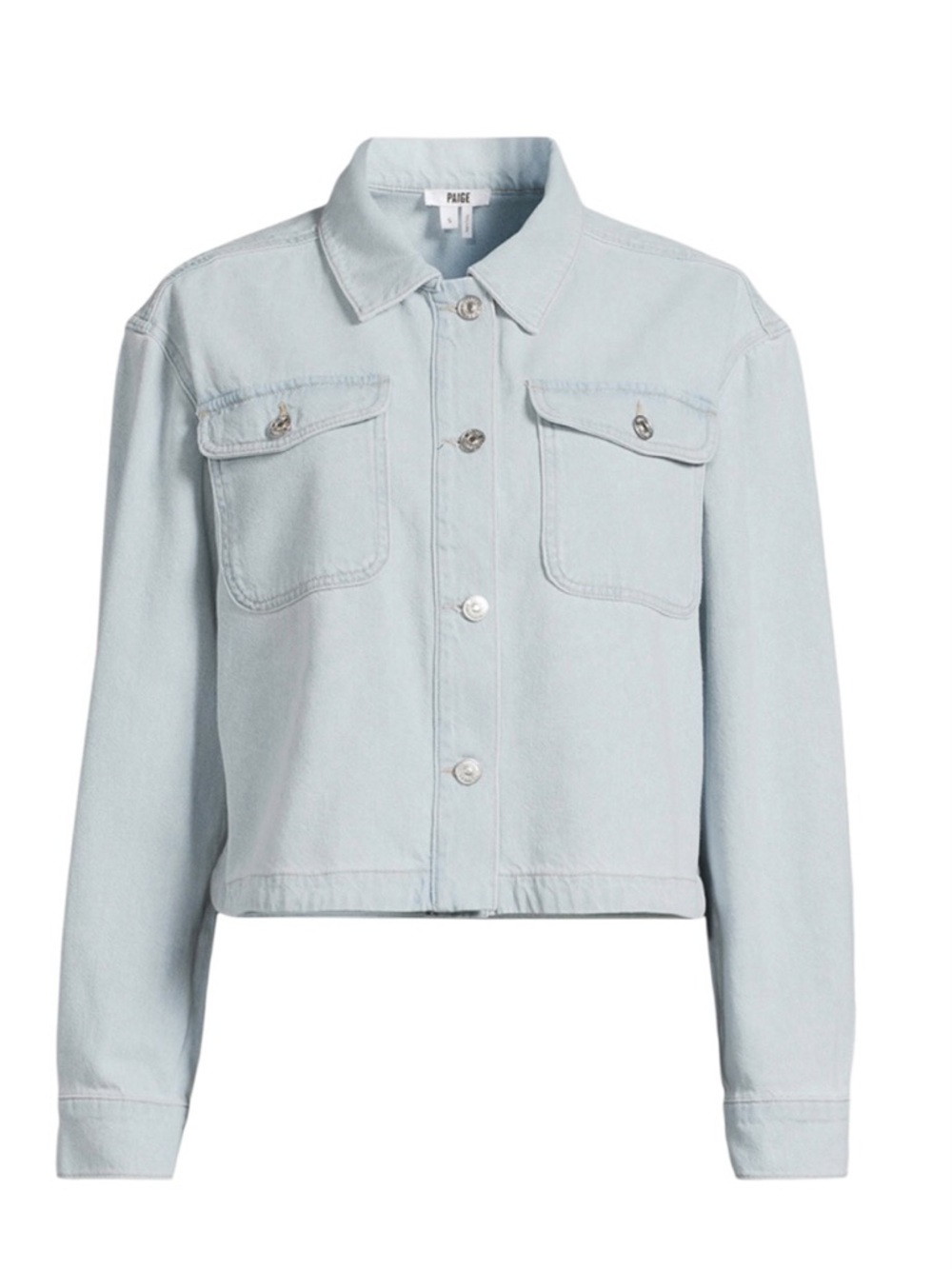 Paige Women's Denim Cropped Jacket Conner Shacket Beaumont Size Medium NWT - Picture 2 of 13